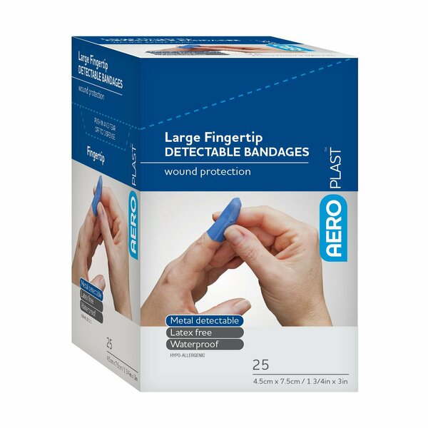 Aero Healthcare Aeroplast Detectable Large Fingertip Bandages, 25PK AD1002US